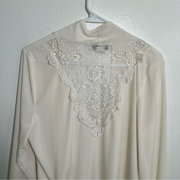 Emma & Olive Open Front Cascade Cardigan White Lace XL - Picture 5 of 7